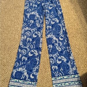 Lilly Pulitzer Blue and White Swirl Wide-Leg Pants
